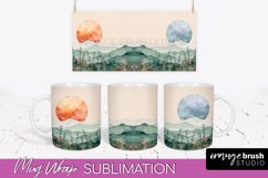 Boho Mug Wrap - Minimalist Landscape Mug Sublimation Design Product Image 1