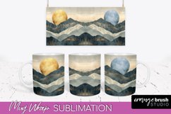 Boho Mug Wrap - Minimalist Landscape Mug Sublimation Design Product Image 1