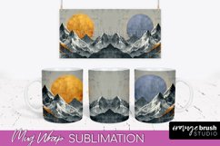 Boho Mug Wrap - Minimalist Landscape Mug Sublimation Design Product Image 1