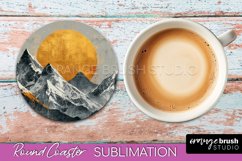 Boho Round Coaster Sublimation, Minimalist Landscape Design Product Image 1