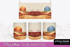 Boho Mug Wrap - Minimalist Landscape Mug Sublimation Design Product Image 1