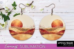 Boho Landscape Round Earring Sublimation, Minimalist Earring Product Image 1