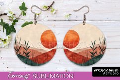 Boho Landscape Round Earring Sublimation, Minimalist Earring Product Image 1