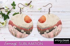 Boho Landscape Round Earring Sublimation, Minimalist Earring Product Image 1