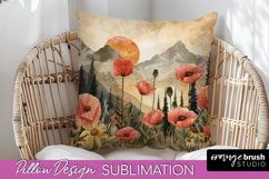 Boho Pillow Cover - Minimalist Landscape Pillow Sublimation Product Image 1