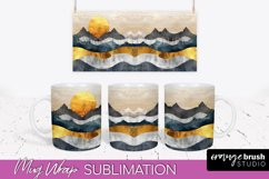 Boho Mug Wrap - Minimalist Landscape Mug Sublimation Design Product Image 1