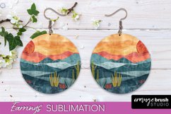Boho Landscape Round Earring Sublimation, Minimalist Earring Product Image 1