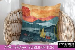 Boho Pillow Cover - Minimalist Landscape Pillow Sublimation Product Image 1