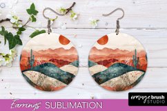 Boho Landscape Round Earring Sublimation, Minimalist Earring Product Image 1