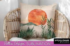 Boho Pillow Cover - Minimalist Landscape Pillow Sublimation Product Image 1