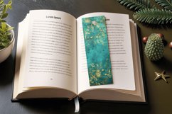 Teal and Gold Luxury Floral PNG Bookmark Sublimation Design Product Image 3
