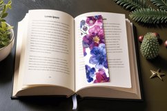 Watercolor Flowers PNG Bookmark Sublimation Design Product Image 3