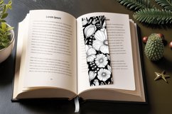 Black and White Floral PNG Bookmark Sublimation Designs Product Image 3
