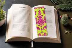 Neon Pink and Lime Damask PNG Bookmark Sublimation Design Product Image 3