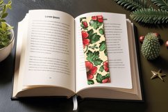 Red &amp; Green Vintage Flowers PNG Bookmark Sublimation Designs Product Image 3