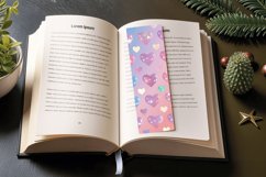 Pink Pastel Rainbow Girly Glitter Hearts PNG Bookmark Sublim Product Image 3