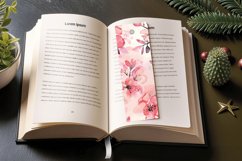 Pink Watercolor Floral PNG Bookmark Sublimation Designs Product Image 3
