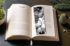 Black &amp; White Alcohol Ink Floral PNG Bookmark Sublimation De Product Image 3