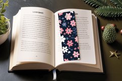 Pink &amp; Navy Cute Flowers PNG Bookmark Sublimation Designs Product Image 3