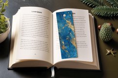 Blue Ink and Gold Foil PNG Bookmark Sublimation Design Product Image 3