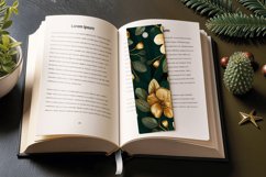 Emerald Gold Flowers PNG Bookmark Sublimation Designs Product Image 3