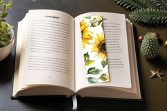 Watercolor Sunflowers PNG Bookmark Sublimation Designs Product Image 3