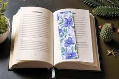 Cute Periwinkle Floral PNG Bookmark Sublimation Designs Product Image 3