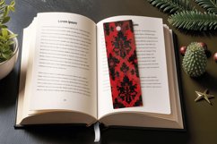 Red and Black Damask PNG Bookmark Sublimation Design Product Image 3