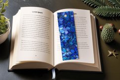 Blue Stained Glass Floral PNG Bookmark Sublimation Designs Product Image 3