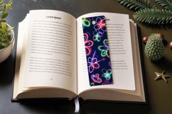 Cute Neon Blooming Flowers PNG Bookmark Sublimation Designs Product Image 3