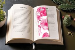 Pink Watercolor Flowers PNG Bookmark Sublimation Designs Product Image 3