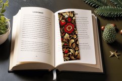 Red &amp; Gold Heart Floral PNG Bookmark Sublimation Designs Product Image 3
