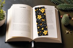 Black &amp; Yellow Flowers PNG Bookmark Sublimation Designs Product Image 3