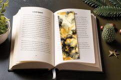 Gold Glitter Alcohol Ink Flowers PNG Bookmark Sublimation De Product Image 3