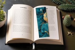 Teal and Gold Ginkgo PNG Bookmark Sublimation Design Product Image 3