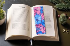 Pink and Blue Floral PNG Bookmark Sublimation Designs Product Image 3