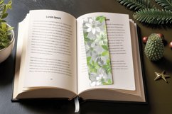 Green &amp; Grey Flowers PNG Bookmark Sublimation Designs Product Image 3