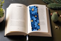 Blue Daisy Floral PNG Bookmark Sublimation Design Product Image 3
