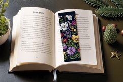 Boho Wildflowers Embroidery PNG Bookmark Sublimation Designs Product Image 3