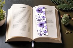 Purple Watercolor Flowers PNG Bookmark Sublimation Designs Product Image 3