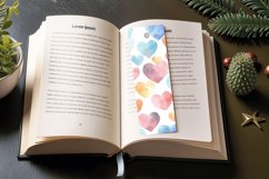 Soft Watercolor Pastel Multicolor Hearts PNG Bookmark Sublim Product Image 3