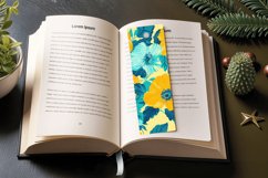 Yellow Teal Flowers PNG Bookmark Sublimation Designs Product Image 3