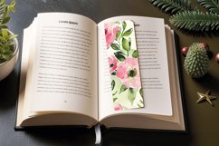 Pink &amp; Green Watercolor Flowers PNG Bookmark Sublimation Des Product Image 3