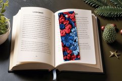 Red Blue Knitted Flowers PNG Bookmark Sublimation Designs Product Image 3