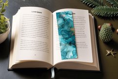 Teal Alcohol Ink Flowers PNG Bookmark Sublimation Designs Product Image 3