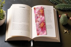 Pink &amp; Gold Flowers PNG Bookmark Sublimation Designs Product Image 3