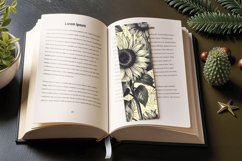 Vintage Newsprint Sunflowers PNG Bookmark Sublimation Design Product Image 3