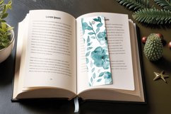 Watercolor Teal Pastel Floral PNG Bookmark Sublimation Desig Product Image 3