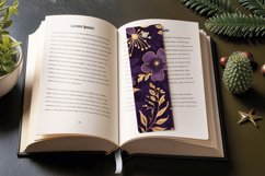 Purple &amp; Gold Floral PNG Bookmark Sublimation Designs Product Image 3