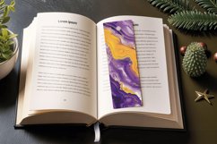 Purple &amp; Yellow Marble Agate PNG Bookmark Sublimation Design Product Image 3